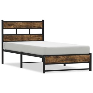 vidaXL Cadre de lit en m&eacute;tal sans matelas ch&ecirc;ne fum&eacute; 75x190 cm