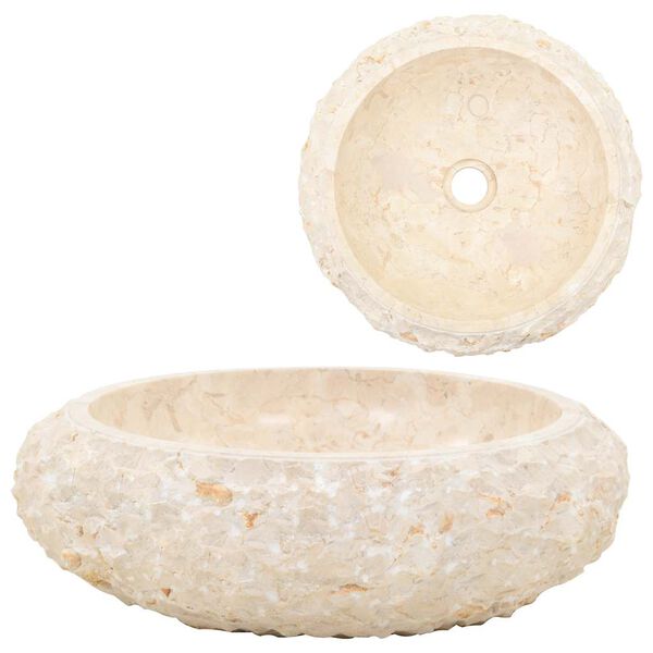 vidaXL Évier 40 x 12 cm Marbre Crème