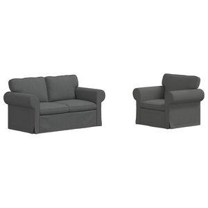 vidaXL Ensemble de Canap&eacute;s 2 pc Gris fonc&eacute; tissu