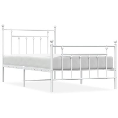 vidaXL Cadre de lit métal sans matelas et pied de lit blanc 100x190 cm