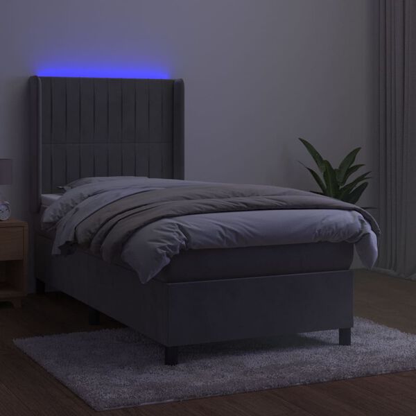 vidaXL Sommier &agrave; lattes de lit matelas LED Gris clair 80x200cm Velours