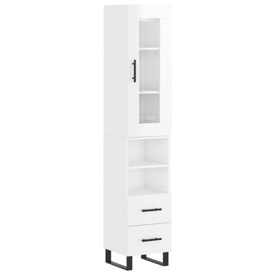 vidaXL Buffet haut Blanc brillant 34,5x34x180 cm Bois d'ingénierie