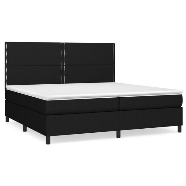 vidaXL Sommier &agrave; lattes de lit avec matelas Noir 200x200 cm Tissu