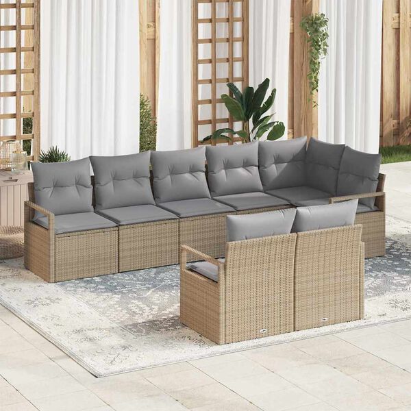 vidaXL Ensemble de canap&eacute; de jardin 8 pcs Beige et Gris clair