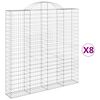 vidaXL Paniers &agrave; gabions arqu&eacute;s 8 pcs 200x30x200/220 cm fer galvanis&eacute;