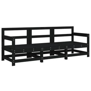 vidaXL Salon de jardin 3 pcs noir bois massif de pin