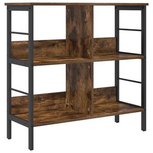 vidaXL &Eacute;tag&egrave;re 4 niveaux 82 x 32 x 79 cm Bois d'ing&eacute;nierie Ch&ecirc;ne fum&eacute;