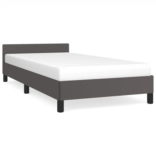 vidaXL Cadre de lit avec t&ecirc;te de lit sans matelas gris 90x190 cm