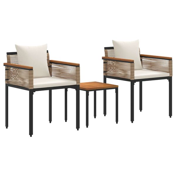 vidaXL Ensemble de meubles d'ext&eacute;rieur 3 pcs Beige et blanc cr&egrave;me