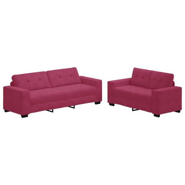 vidaXL | Ensemble de Canap&eacute;s | 2 pcs Rouge bordeaux 221 x 78 x 80 cm