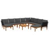 vidaXL 11 pc Bois d'acacia massif et corde Naturel