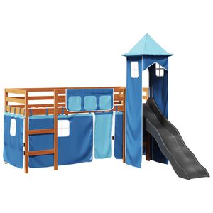 vidaXL Lit mezzanine enfants avec tour bleu 80x200cm bois pin massif