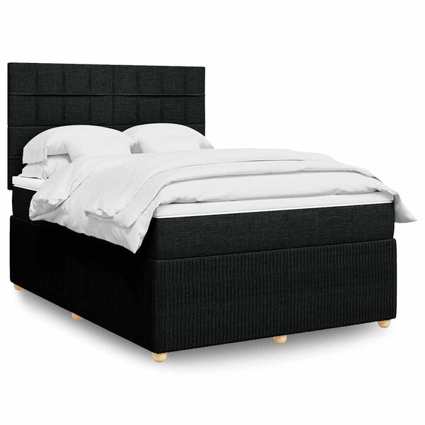 vidaXL Sommier &agrave; lattes de lit avec matelas Noir 140x190 cm Tissu