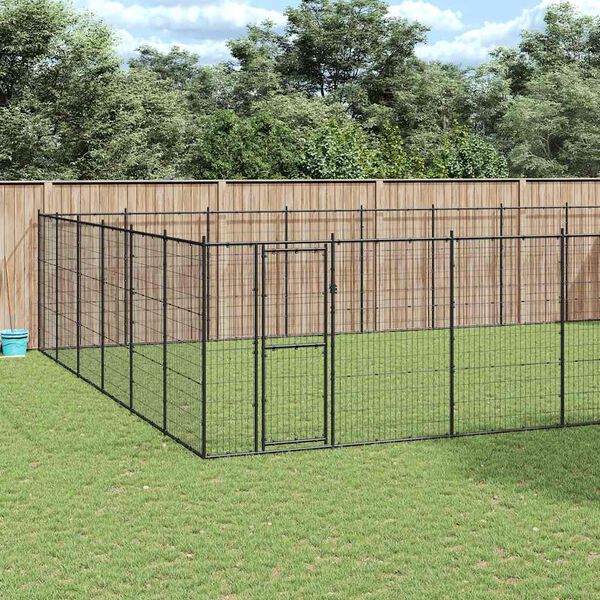 vidaXL Chenil d'ext&eacute;rieur pour chiens Acier 65,34 m&sup2;