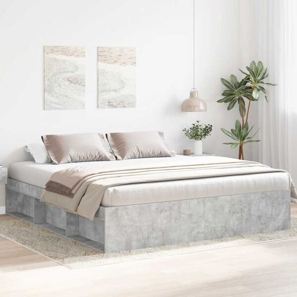 vidaXL Cadre de lit sans matelas gris b&eacute;ton 180x200 cm