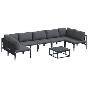 vidaXL Ensemble de canap&eacute; de jardin 8 pc Noir Acier