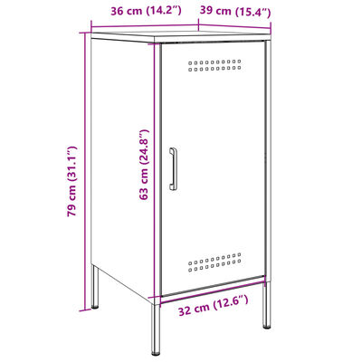 vidaXL Buffet blanc 36x39x79 cm acier laminé à froid