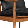 vidaXL Fauteuil noir cuir véritable et bois d'acacia solide