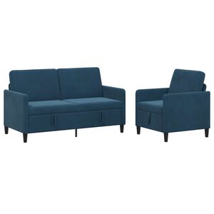 vidaXL Canap&eacute; avec rangement 2 pc Bleu Polyester