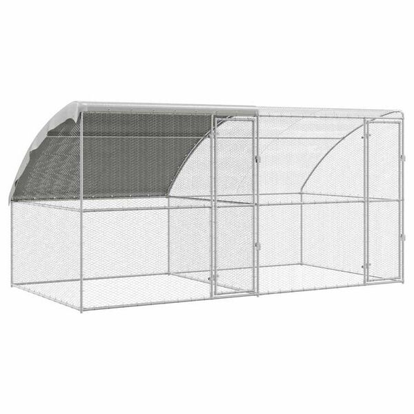 vidaXL Cage à poules Argent 400 x 200 x 198.5 cm Acier galvanisé