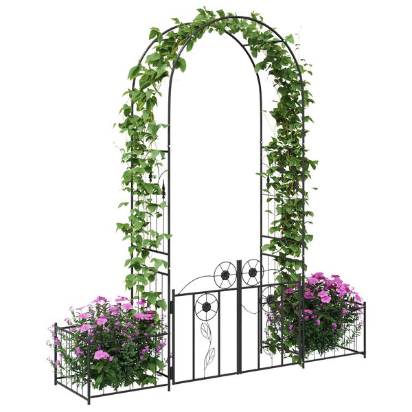 vidaXL Arche de jardin avec verrouillage Noir 203 x 50 x 218 cm