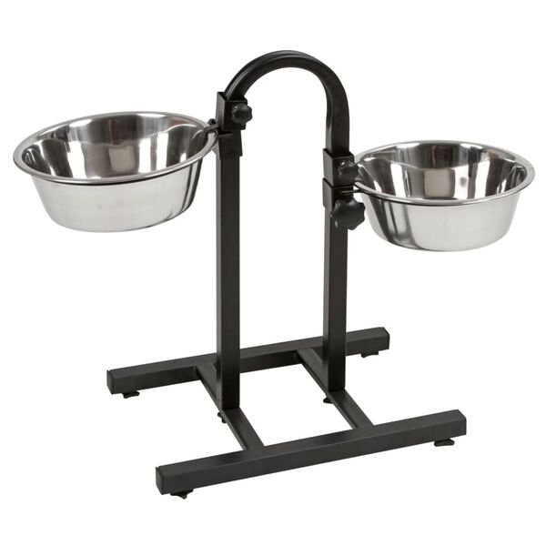 Kerbl Mangeoires d'animaux de compagnie et support r&eacute;glable 52 cm Noir