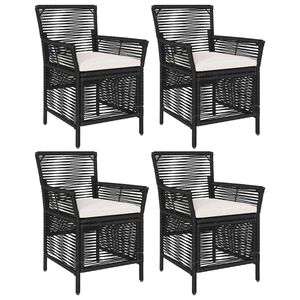 vidaXL Chaise d'Ext&eacute;rieur avec coussin 4 pcs Noir et Cr&egrave;me polyrotin
