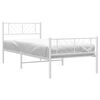 vidaXL Cadre de lit m&eacute;tal sans matelas avec pied de lit blanc 90x200cm
