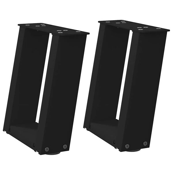 vidaXL Pieds de table basse en U 2 pi&egrave;ces Noir 30 x (30-31) cm Acier