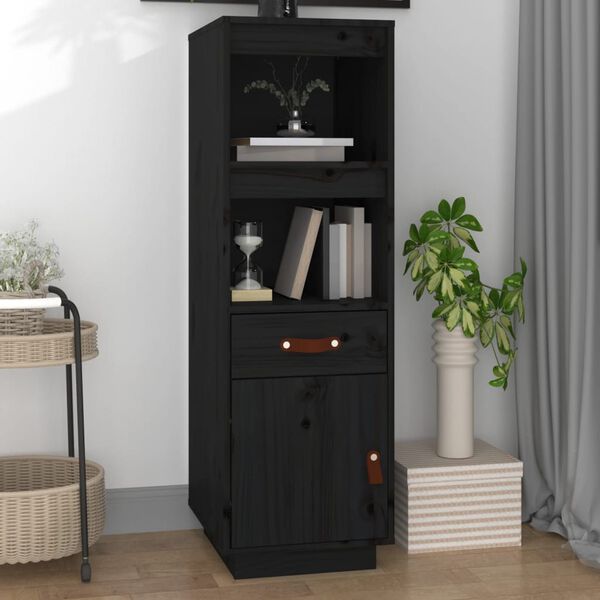 vidaXL Buffet haut Noir 34x40x108,5 cm Bois massif de pin