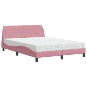 vidaXL Lit avec matelas Dover rose 120x200 cm velours