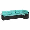 vidaXL Ensemble de canap&eacute; de jardin avec coussin 6 pcs Noir polyrotin