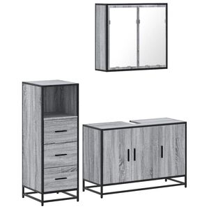 vidaXL Ensemble de meubles de salle de bain 3 pcs Sonoma gris