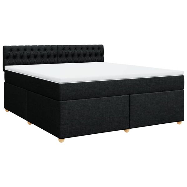 vidaXL Sommier &agrave; lattes de lit avec matelas Noir 180x200 cm Tissu