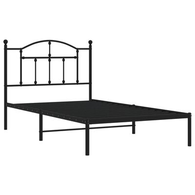 vidaXL Cadre de lit métal avec tête de lit noir 100x190 cm