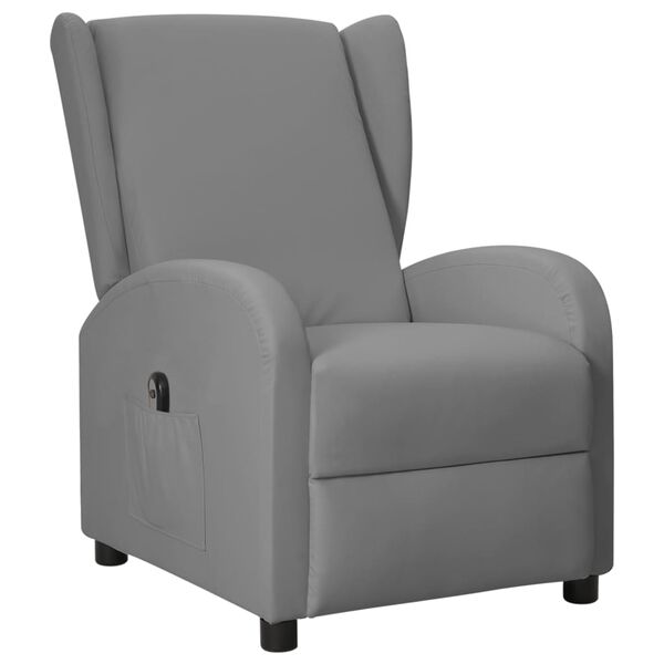 vidaXL Fauteuil inclinable &eacute;lectrique &agrave; oreilles Gris Similicuir