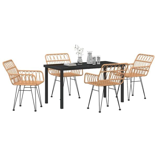 vidaXL Ensemble de salle &agrave; manger pour jardin 5 pcs Marron