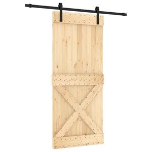 vidaXL Porte coulissante Naturel et noir 90 x 210 cm