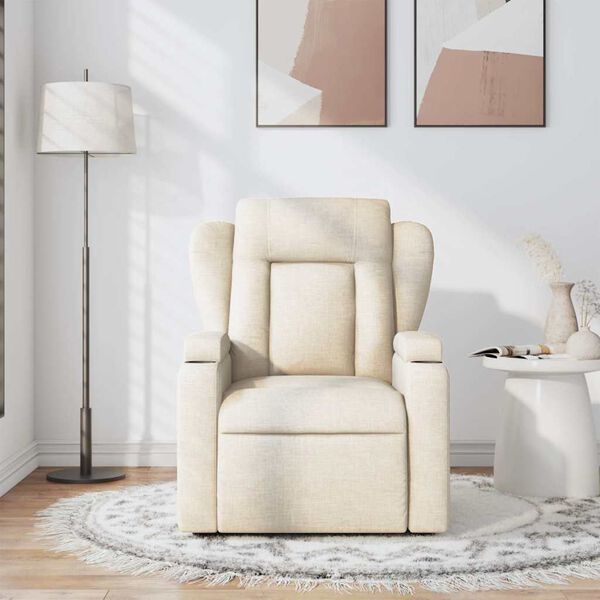 vidaXL Fauteuil de massage inclinable Cr&egrave;me Tissu