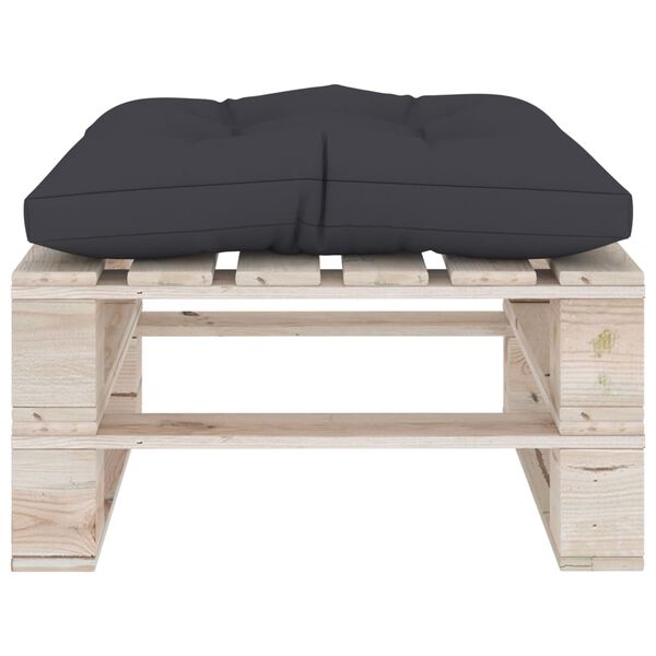 vidaXL Repose-pied palette de jardin et coussin anthracite bois de pin