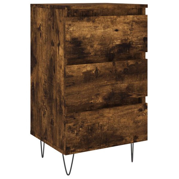vidaXL Table de chevet ch&ecirc;ne fum&eacute; 40x35x69 cm bois d&rsquo;ing&eacute;nierie