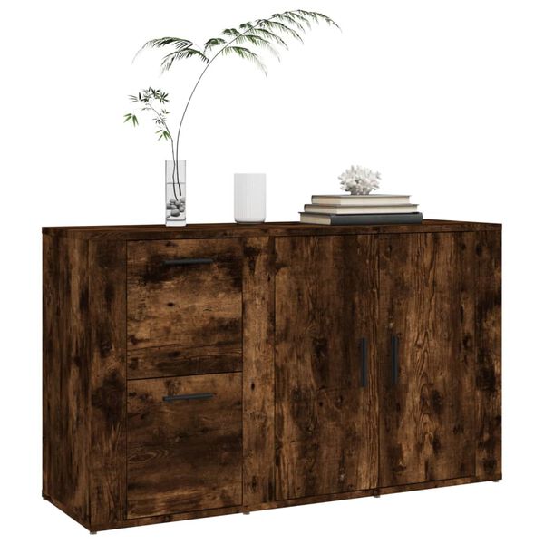 vidaXL Buffet Ch&ecirc;ne fum&eacute; 100x33x59,5 cm Bois d'ing&eacute;nierie