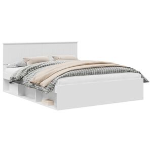 vidaXL Cadre de lit avec t&ecirc;te de lit Blanc 160 x 200 cm Pin massif