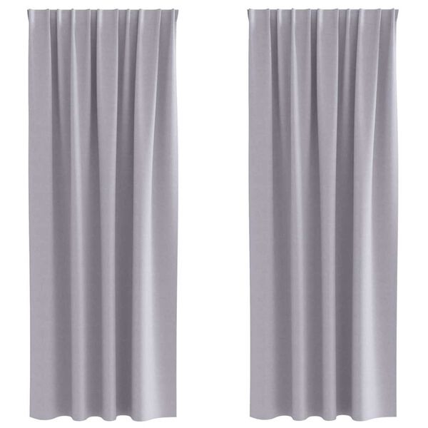 vidaXL Rideaux occultants avec anneaux 2 pcs Gris m&eacute;tal 260 x 140 cm