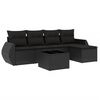 vidaXL Salon de jardin 6 pcs avec coussins noir r&eacute;sine tress&eacute;e