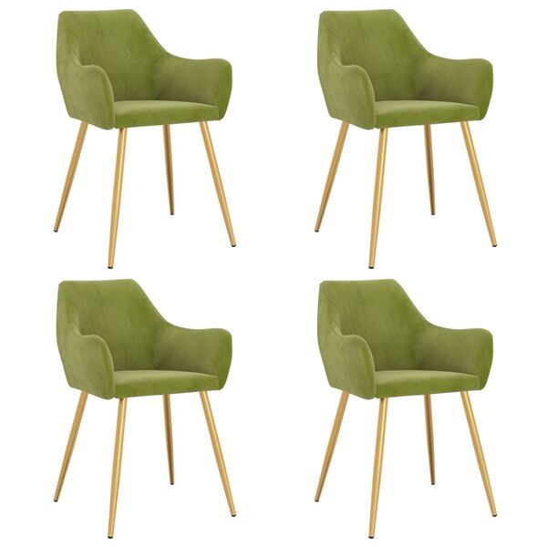 vidaXL Chaises &agrave; manger lot de 4 vert clair velours