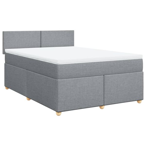 vidaXL Sommier &agrave; lattes de lit avec matelas Gris clair 160x200cm Tissu