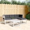 vidaXL Salon de jardin 4 pcs avec coussins blanc bois de pin massif