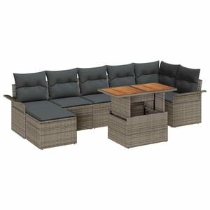 vidaXL Ensemble de canap&eacute; de jardin 8 pc Gris Poly rotin