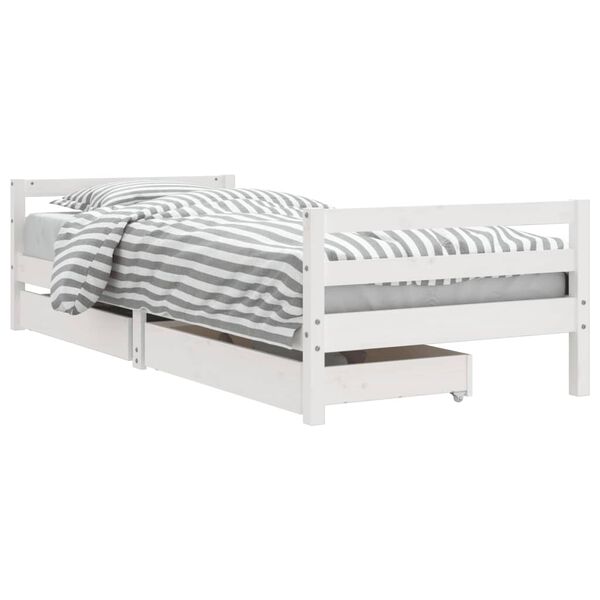 vidaXL Cadre de lit enfant tiroirs blanc 80x200 cm bois de pin massif